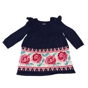 baby GAP Sweater Dress Floral Blue Pink Size 3-6 Months